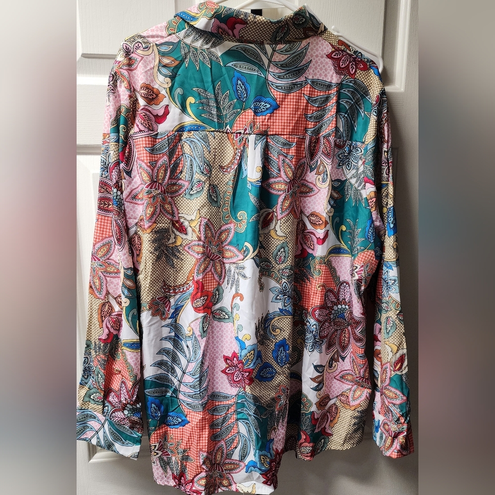 Colorful Floral Long Sleeve Button Down Shirt